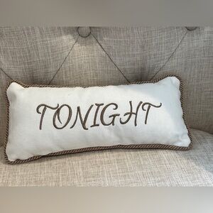 White and Brown 'Tonight' / ‘Not Tonight’ Reversible Decorative Pillow